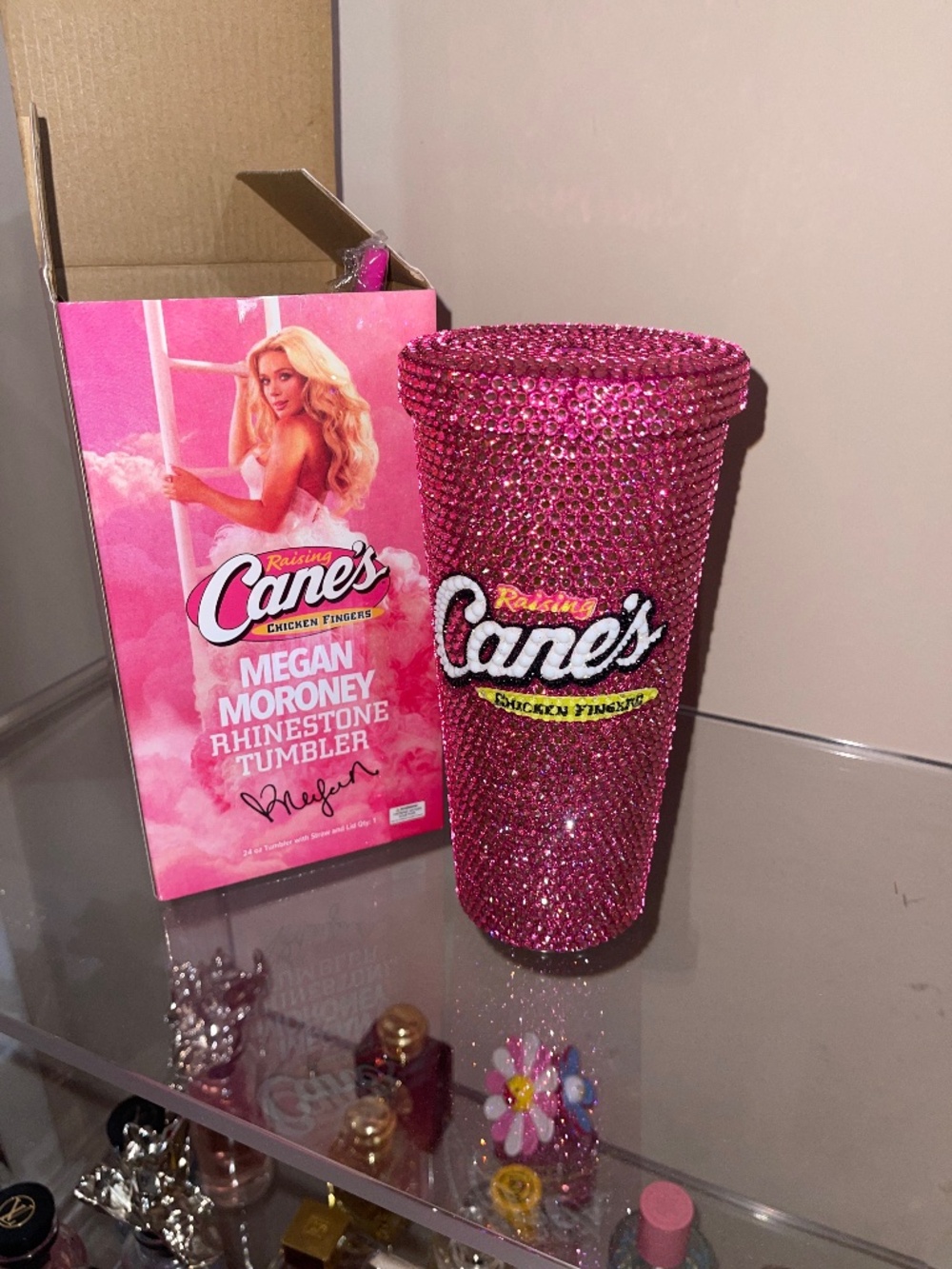 Raising Cane's x Megan Moroney Pink Rhinestone Tumbler Cup w/ Straw